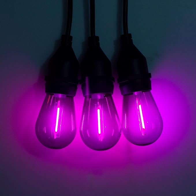 S14 Colored LED String Light Bulbs, 15 Pack 1 Watt Plastic Shatterproof LED Replacement Bulbs for Indoor Outdoor String Light, E26 Medium Base, Multi-Color: Red/Green/Blue/Purple/Orange