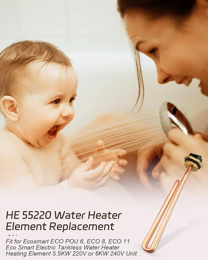 HE 55220 Heating Element, Fit for Eco Smart ECO POU 6 ECO 8 ECO 11 Tankless Electric Water Heater, Water Heating Element 5.5KW 220V or 6KW 240V