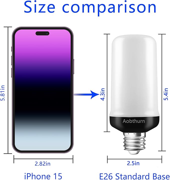 Flame Light Bulbs, 4 Modes LED Flame Effect Light Bulb, E26 Base Flickering Light Bulb with Gravity Sensor,Flickering Light Bulbs Halloween Home Party (Blue-2 Pack)