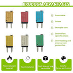 5A 10A 15A 20A 25A 30A DC 12V-32V Manual Reset Circuit Breaker ATM Low Profile T1 Mini Blade Fuses Breakers for Car Trucks Marine Boat RV Solar and More,2 Pack