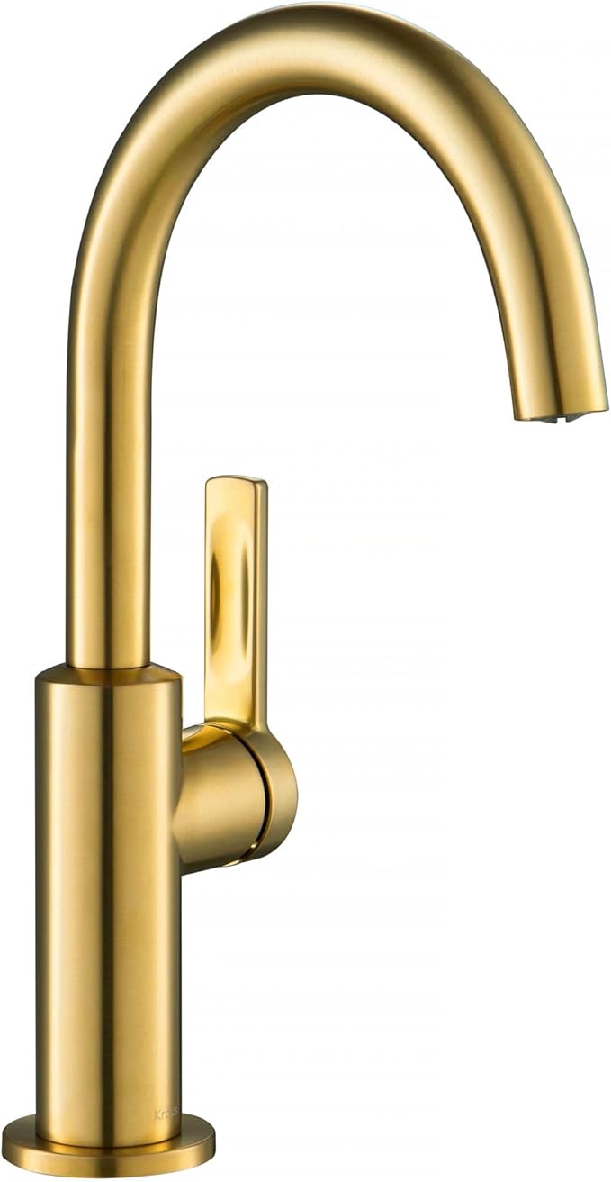 KRAUS Oletto Single Handle Kitchen Bar Faucet in Brushed Brass, KPF-2822BB