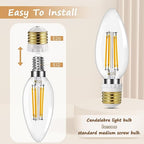 Candelabra Socket Adapters, Standard Light Socket to Candelabra Bulb Socket Adapter, Medium Screw E26 Base to Small E12 Screw Socket Converter, UL (4)