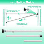 2pcs Sliding Door Security Bar, Adjustable Window Security Locks with Rubber Tips 17-50inch, Patio Door Security Lock Black for Home Apartment, White