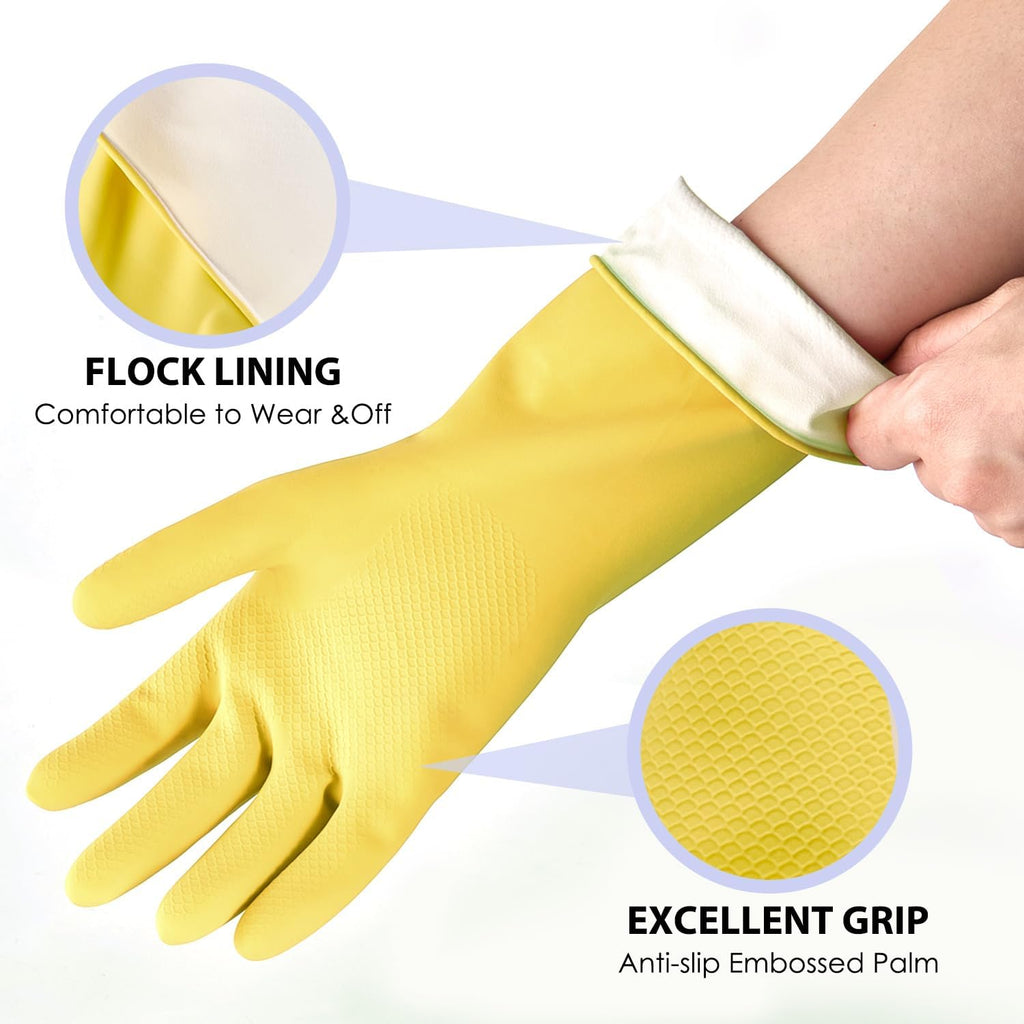 4 Pairs Rubber dishwashing gloves, Kitchen gloves for washing dishes, Household cleaning gloves Reusable Small Blue+Pink+Yellow+Red