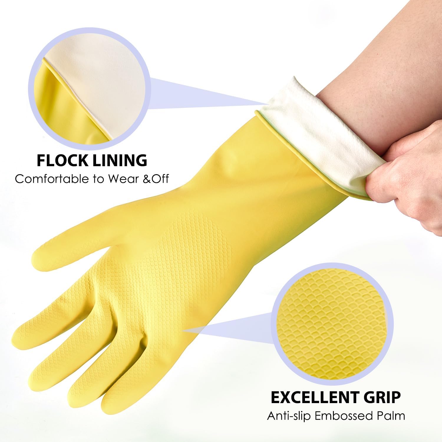 4 Pairs Rubber dishwashing gloves, Kitchen gloves for washing dishes, Household cleaning gloves Reusable Small Blue+Pink+Yellow+Red