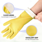 4 Pairs Rubber dishwashing gloves, Kitchen gloves for washing dishes, Household cleaning gloves Reusable Large Blue+Pink+Yellow+Red