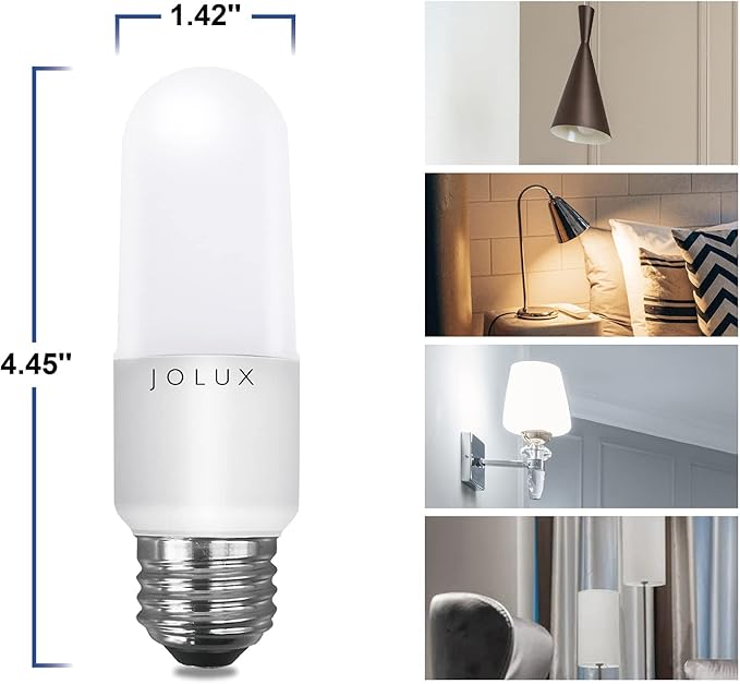 Jolux LED Stick Light Bulbs, Enclosed Fixture Rated,60W Equivalent, 5000K Daylight, 800 Lumen,Medium Screw Base E26 led Bulbs,Non-Dimmable,6 Count (Pack of 1)…