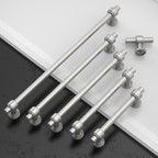 Amerdeco 10 Pack Brushed Satin Nickel Cabinet Knobs 1.46 Inch(37mm) Single Hole Cabinet Handles Rectangle Dresser Knobs Drawer Knobs and Pulls for Bathroom Cabinets ZH0069