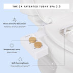 TUSHY 3.0 Spa Cool to Warm Water Bidet Attachment. Easy Universal Toilet Seat Install, Requires Sink Connection for Temperature Control. Fresh Self Cleaning Clean Water (Pink/Bamboo)