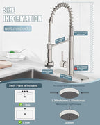 Kitchen Faucet with LED Light,Kitchen Faucet with Soap Dispenser,Faucet for Camper Farmhouse RV Kitchen Sink,Single Handle Stainless Steel Kitchen Sink Faucets with Pull Down Sprayer,Nickel Brushed