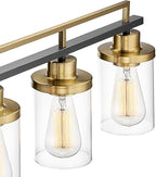 Emliviar 36 Inch 5-Light Bathroom Light Fixtures with Clear Glass Shade, Modern Vanity Lights Over Mirror for Bathroom, Bedroom, Hallway, Black and Gold Finish, YCE238B-5W BK+BG