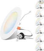 LVWIT Recessed Lighting 6 Inch, Recessed Lights Color Selectable 2700/3000/4000/5000/6000K 5CCT, 10W(120W Equivalent) Dimmable LED Can Lights with E26,LED Retrofit Recessed Light 6 Inch, 6 Pack