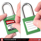 TRADESAFE Lockout Tagout Locks Set - 10 Green Lockout Locks Keyed Different, 2 Keys Per Loto Lock, OSHA Compliant Lock Out Tag Out Padlocks for Electrical Lockout Tag Out Kits