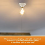 2 Pcs Porcelain Light Socket with Pull Chain White Bulb E27/E26 Socket Porcelain Outlet Box Mount Ceiling Light Fixture for Indoor Garage Closet Lighting