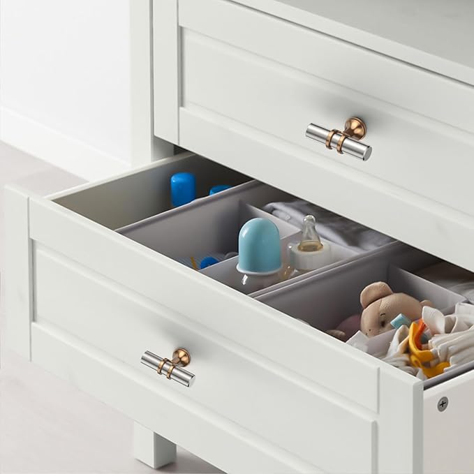 Asidrama 10 Pack Brushed Satin Nickel and Champagne Bronze Kitchen Cabinet Knobs Cabinet Hardware Zinc Knobs for Dresser Drawers