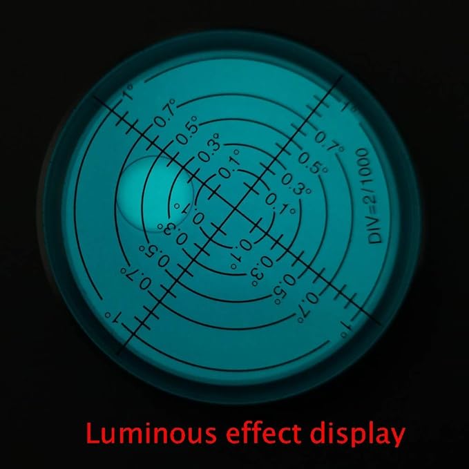 Aluminum alloy high precision horizontal bubble universal high precision small level bubble level meter circular bubble correction Convenient and quick (Silver-blue - with magnetic-luminous)
