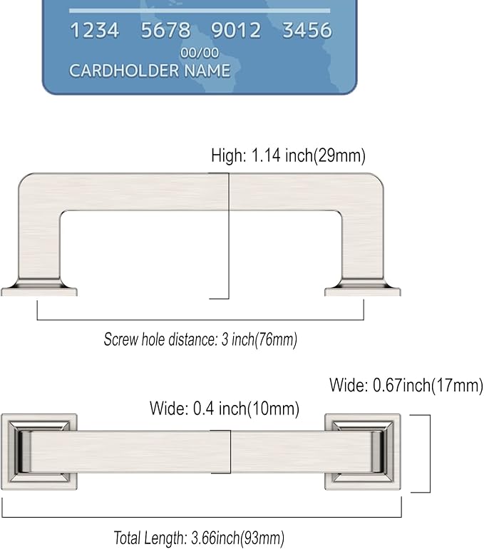 10 Pack 3 Inch Nickel Cabinets Pulls Handles Cabinet Hardware for Cabinets Cupboard Handles