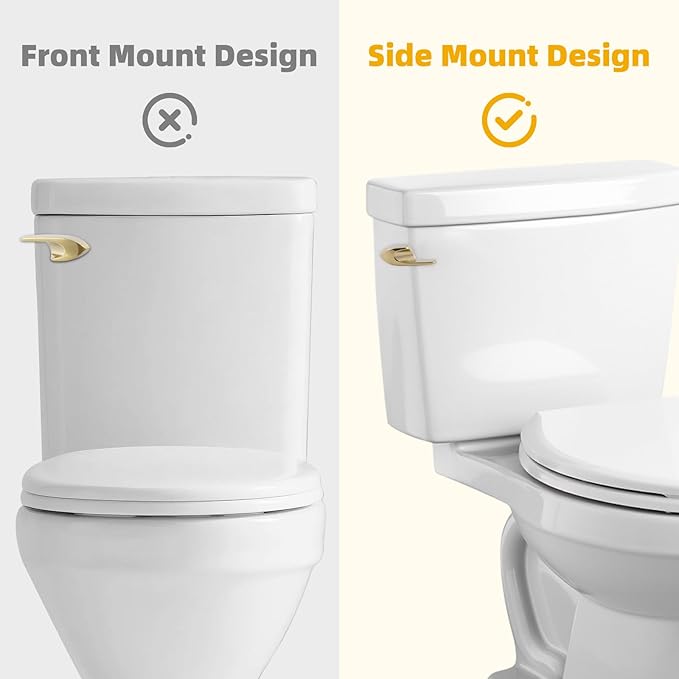 Universal Polished Gold Toilet Handle Replacement Kit, Side/Angle Mount Toilet Flush Handle Compatible with Kohler K-GP30324-CP/TOTO/American Standard, Stainless Steel Flapper Chain