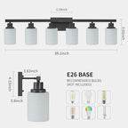 6-Light Black Vanity Lights, 38'' Modern Bathroom Vanity Lighting Fixtures for Mirror, Matte Bathroom Lighting Fixtures, Black Wall Sconces for Bedroom Living Room