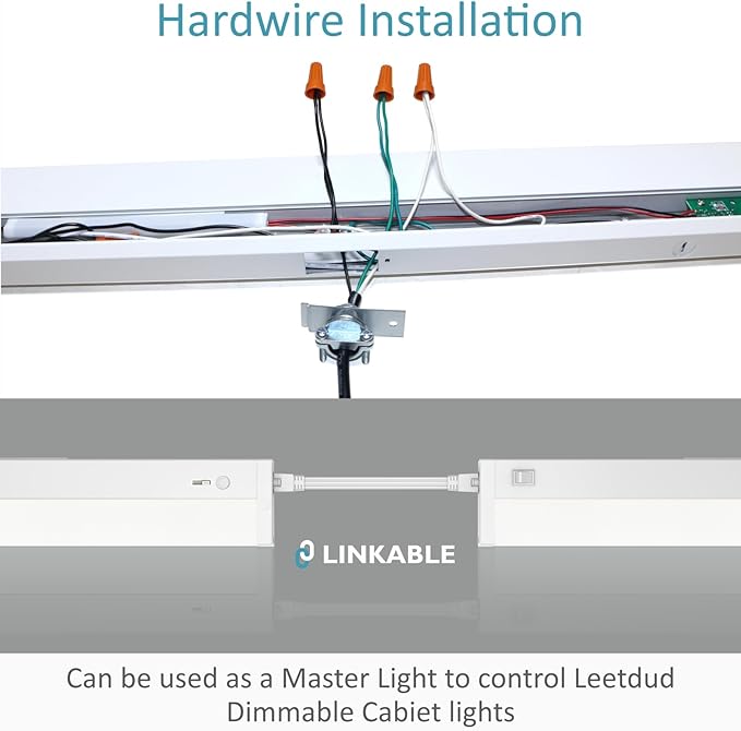 LED Under Cabinet Lighting Motion Sensored Hardwired with Built-in Dimmer, 32 Inch 16W Dimmable 5 Color 2700/3000/3500/4000/5000K, Linkable Eyes Care for Kitchen, Counter, ETL Listed, White