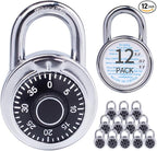 Combination Padlocks with Metal Body, Indoor Use for Gym Lockers & School Locker, ‌Black, 12-Pack