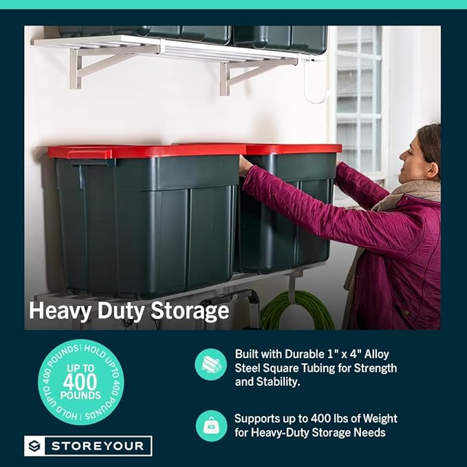 StoreYourBoard 2-Pack Heavy Duty Wall Shelves 1ft x 4ft – Wall-Mounted Garage Storage Shelving and Organization for Sheds, Closets, or Utility Rooms – Holds 200 lbs - White