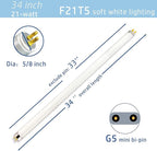 6pack F21T5/830 21Watt 34 inch Fluorescent Light Bulb, T5 3000K Soft White Linear Tube, F21T5/21W/830 Warm White Replacement for Under Counter Fixture