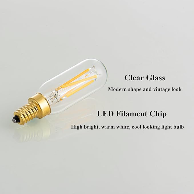 E12 LED Bulb Dimmable 40 Watt Equivalent Warm White 2700K T6 Bulb Type with E12 Base, LED 4W E12 Candelabra Bulb Clear Glass, 6 Pack