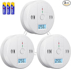 Carbon Monoxide Detectors Battery Powered, Carbon Monoxide Alarm with LED Digital Display, CO Alarm with Human Alarm Sounds and Test Button for Home Kitchen Restaurant Hotel Office(3 Pack)
