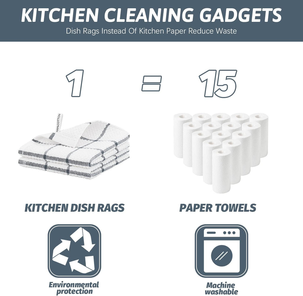 Nialnant 20 Pcs Kitchen Towels,100% Cotton Dish Cloths for Washing Dishes,Soft Dish Towels for Kitchen,Quick Drying Kitchen Cleaning Rags,12x12 Inches,Grey