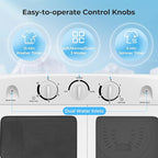 ARLIME Portable Washing Machine, Twin Tub Compact Laundry Washer w/Built-in Gravity Drain, 20 lbs Capacity, 12 lbs Washing & 8 Pound Spinning, Washer & Spinner Combo for Home Apartments Dorms & RVs