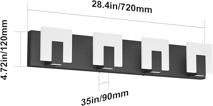 Aipsun 4 Lights Modern Black Vanity Light Up and Down Black Bathroom Lighting Fixtures LED Bathroom Wall Light Over Mirror 6000K