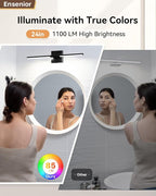 Ensenior Modern Bathroom Vanity Light 24 inch, Built-in Dimmer, 14W Dimmable 5CCT Led Bath Lights, Black Bar Vanity Light for Bathroom Mirror Cabinets Bedroom-FCC Certificated