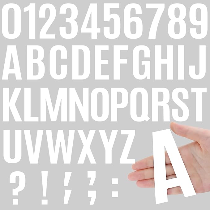 441 PCS 42 Sheets Letter Stickers Large Mailbox Numbers and Letters Self Adhesive Vinyl Waterproof Alphabet Number Stickers for Mailbox House Address,Crafts,Car, Poster,Classroom Decor(4 Inch,White)