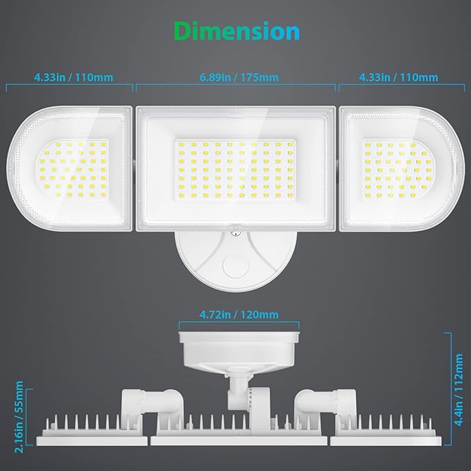 iMaihom 140W Flood Lights Outdoor, 14000LM Ultra Bright LED Flood Light Outdoor, 3 Adjustable Heads Security Lights, IP65 Waterproof Outside Flood Light, 6500K Floodlight for Yard Garage Court (White)