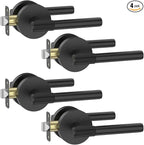 Asidrama 4 Pack Passage Door Handles with Lock, Black Door Handles Interior for Bedroom or Bathroom, Heavy Duty Door Lever with Reversible Interior Door Handle for Left Right Sided Doors