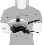 Elite Gourmet EG6207 Scratch Resistant 10.5-inch (2Qt) Fry Pan, Easy-Pour Spout Dishwasher Safe, Non-stick Electric Skillet with Glass Vented Lid, Adjustable Temperature, Black