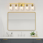 5 Light Gold Bathroom Vanity Light, Bathroom Light Fixtures, 31" Modern Brushed Gold Vanity Lighting Fixtures for Bathroom Over Mirror, Gold Sconces Wall Lighting for Bedroom