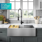 KRAUS Britt Commercial Style Pull-Down Single Handle Kitchen Faucet in Matte Black/Spot-Free Black Stainless Steel, KPF-1691MBSFSB