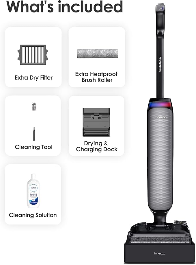 Tineco Floor One S7 Artist Wet Dry Vacuum Cleaner, 22kPa Suction, iLoop Smart Sensor, DualBlock Anti-Tangle Design, 185℉ Flashdry, 50 Min Runtime, Dual-Edge Cleaning, 180° Lay-Flat