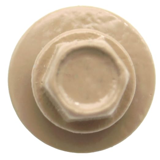 #14 Metal Roofing Screws: (250) TAN 1-1/2" Hex Head Screws - Self Tapping Metal to Wood, EPDM Washer, Colored Head