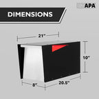 Ilyapa Modern Mailbox for Post Mount - Black with White Door Powder Coated Steel, Waterproof Letter Box for Parcels, with Recessed Magnetic Close Door