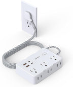 Surge Protector Power Strip 5 Ft Cord, Ultra Thin Flat Extension Cord with 6 Outlets 4 USB Ports(2 USB C), Flat Plug Power Strip, Braided Power Cord for College Dorm Room Essentials