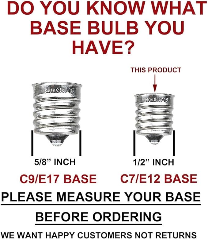 Novelty Lights Christmas Replacement Bulbs - Outdoor Individual Bulbs for Events, Holiday Parties, Patios, and More - C7/E12 Candelabra Base, 5 Watt Lights (Clear, 25 Pack)