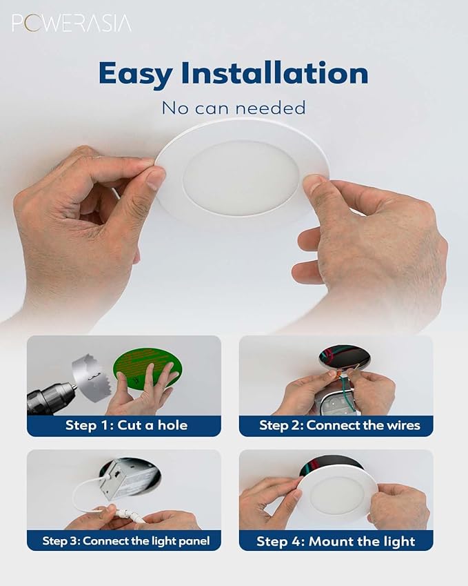 12 Pack 4 Inch Ultra-Thin LED Recessed Ceiling Light with Junction Box, 5CCT Dimmable 2700K/3000K/4000K/5000K/6000K, 9W 850lm Can Killer Downlight-ETL and Energy Star Certified