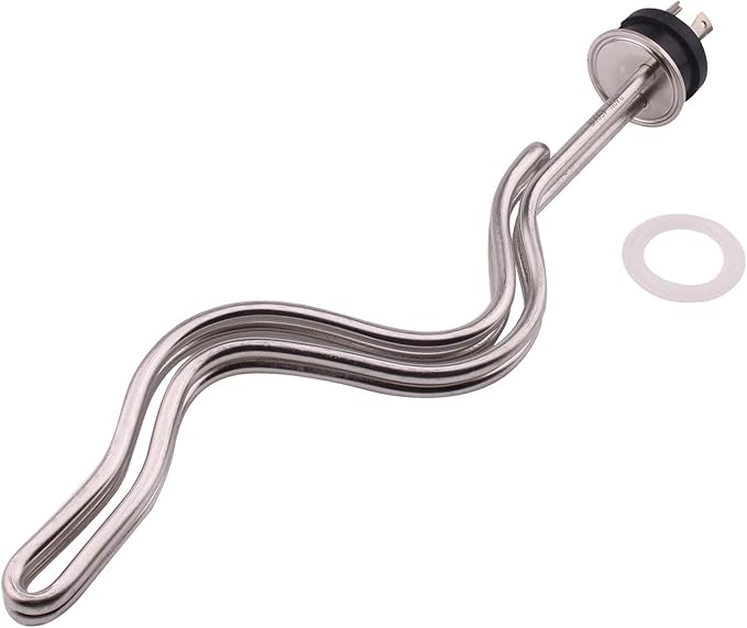 DERNORD 240V 4500W Tri-clamp Ripple Heating Element Stainless Steel Immersion Water Heater with 3-Wire Electrical Locking Plug (1.5 Inch Tri clamp)