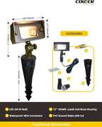 COLOER Brass Small Rectangular Flood Lights Outdoor 10 Pack with 2W 2700K Warm White LED G4 Bulb, 12V Low Voltage Landscape Outside Lights for House Illuminating Signs, Walls and Tree