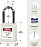 Lockout Tagout Locks with 2 Master Keys｜12-Pack White OSHA Loto Lock｜Keyed Different & Laser Coding｜Lock Out Padlock Kits for Machinery & Electrical Panels