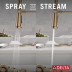 Delta Rhett Pro Style Commercial Kitchen Faucet with Pull Down Sprayer, Single Hole Brushed Gold Kitchen Sink Faucet, Single Handle, Champagne Bronze 18829-CZ-DST