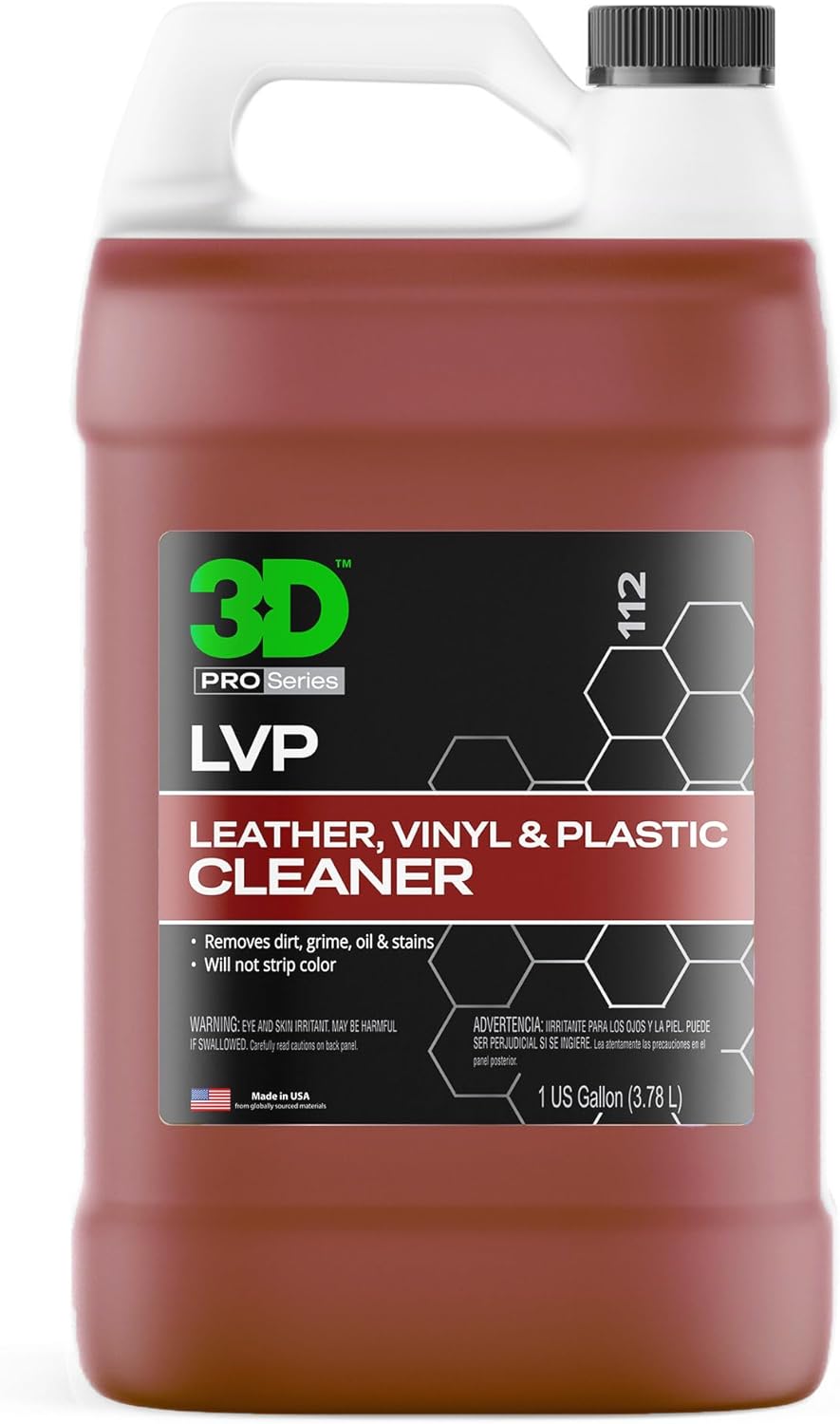 3D LVP Interior Cleaner - Removes Dirt, Grime, Grease, Oil & Stains from Leather, Vinyl & Plastic - Great for Seats, Steering Wheels, Door Panels, Dashboards - Car, Office, Home Use - 1 Gallon